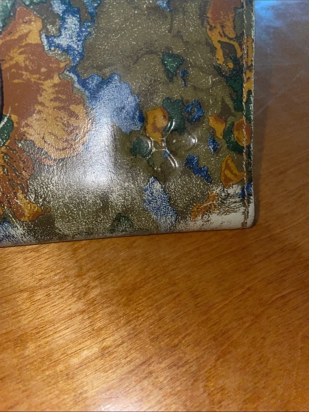 Patricia Nash VINTAGE Floral Multi-Color Leather Wallet with Brown Snap.